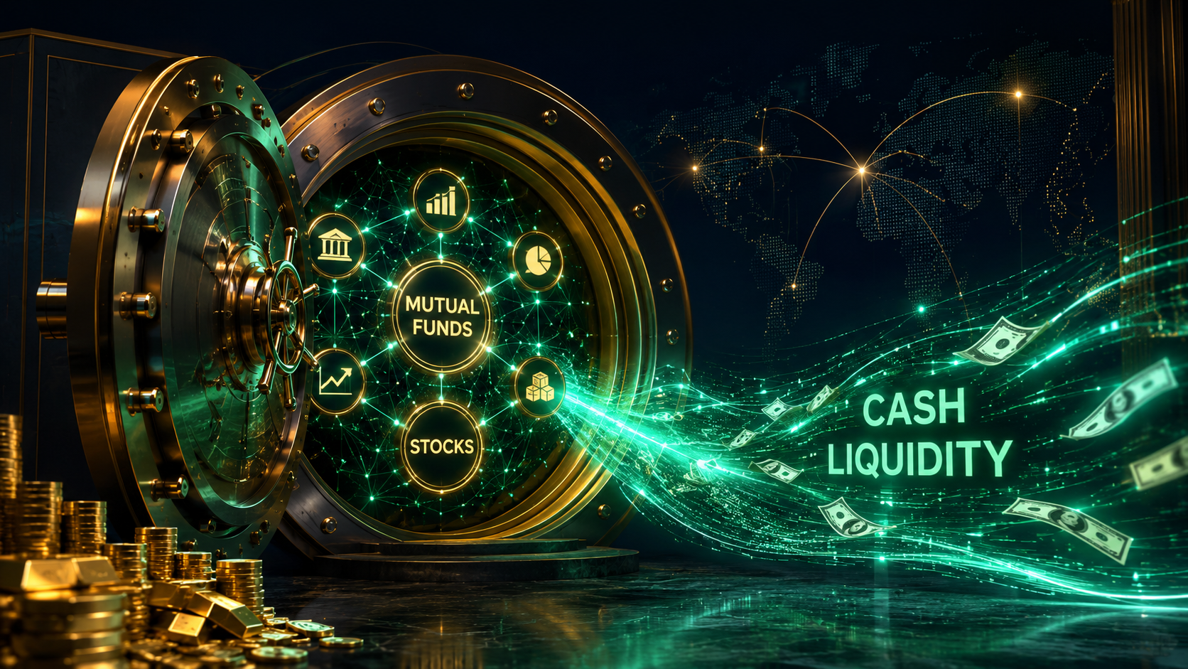A digital vault showing how to unlock instant cash liquidity using a Loan Against Securities (LAS) or Mutual Funds without selling the portfolio.