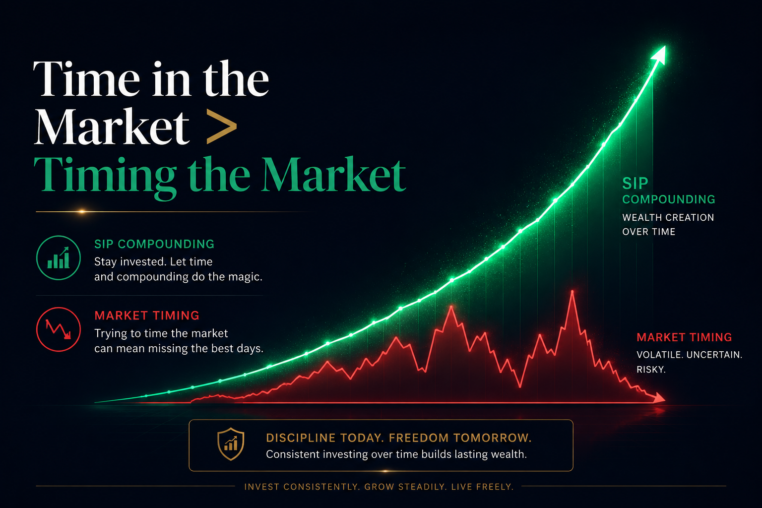 SIP compounding graph beating market timing volatility